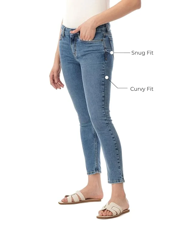 inkd جينز نسائي سوبر سكيني بصفر عفو - متوسط الارتفاع | مزيج القطن | قماش قابل للتمدد | تصميم كلاسيك 5 بوكيتيب | جينز للنساء